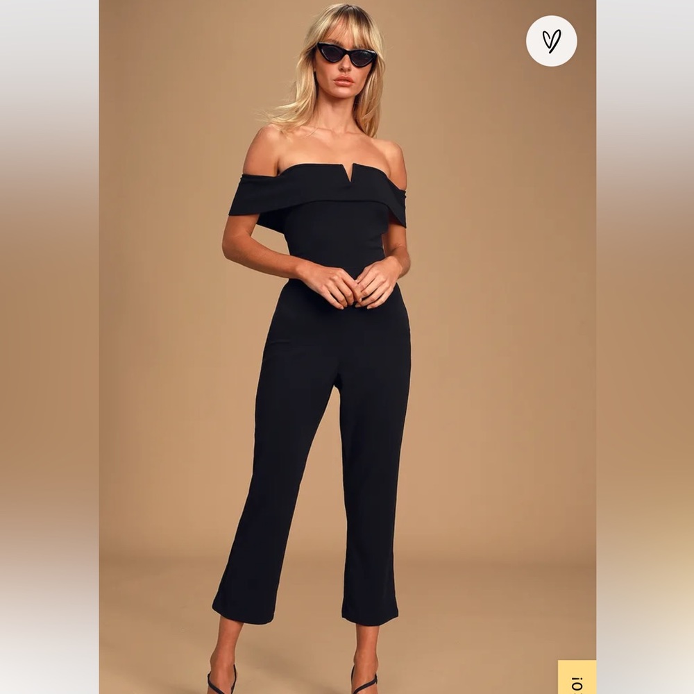 LULU’s Be Bold Black Off-the-Shoulder Jumpsuit